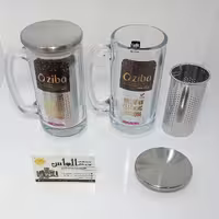 لیوان دمنوش صافی دار ، لیوان شیک ، لیوان آب هویج ، لیوان دسته دار ، لیوان در دار ، لیوان بزرگ ، ماگ دمنوش ، OZIBA