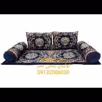 پشتی و بالشت سنتی شاهنشین و تشک نمدی مخمل شانل پنج تکه 