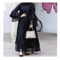 مانتو مشکی محرمی بلند جلوباز  مهرک کرپ حریر و گیپور  38-40-42-44-46-48-50-52 