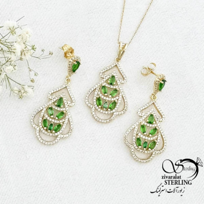 نیمست نگین سبز طرح جواهر برند ژوپینگ کد 15459