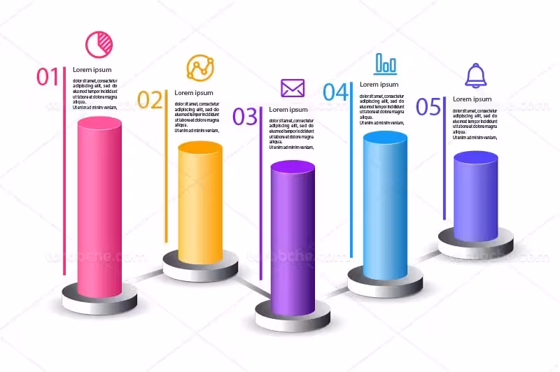 وکتور اینفوگرافیک 5 بخشی | گرافیک با طعم تربچه