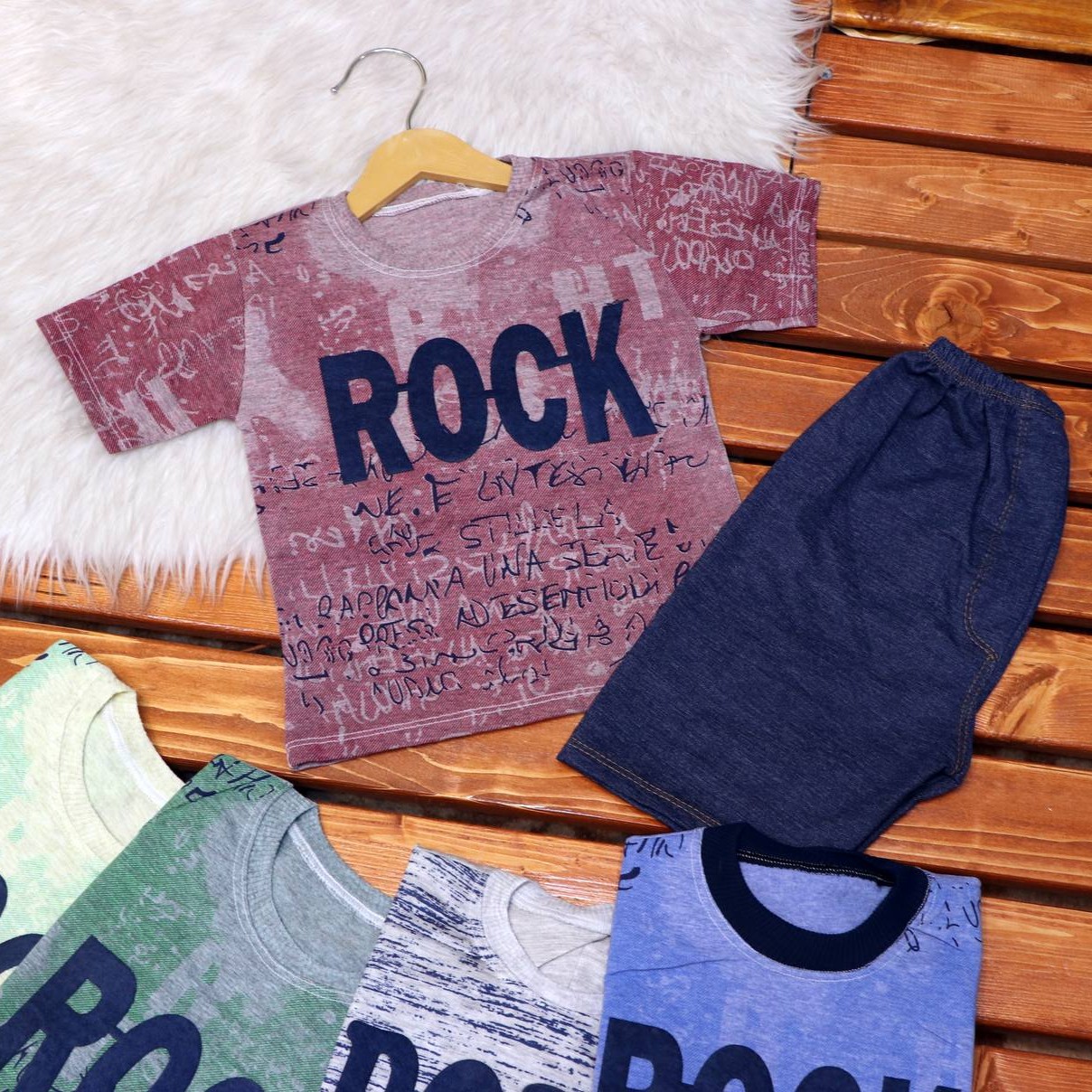 تیشرت شورت نخی پسرانه طرح لی سایز 35و40