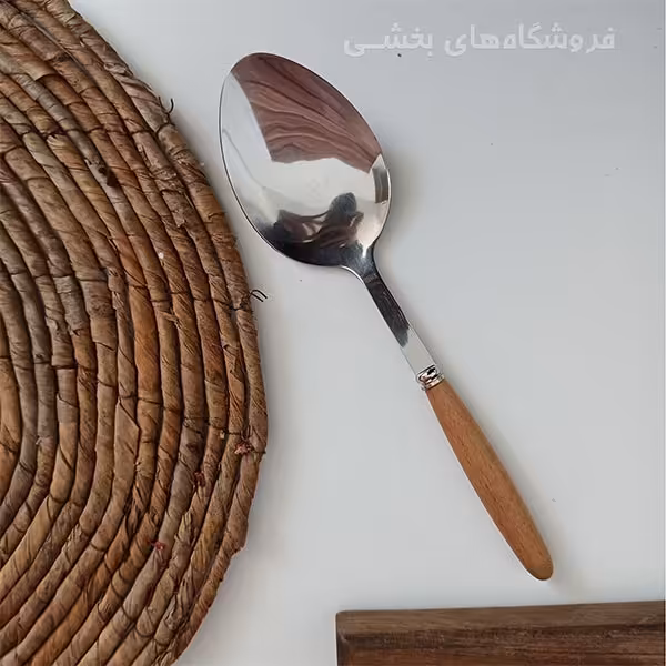 قاشق خورش خوری مدل دسته چوبی