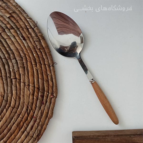 قاشق خورش خوری مدل دسته چوبی
