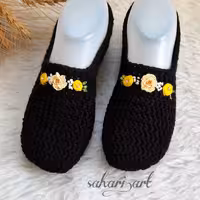 پاپوش  بافتنی گلدوزی 1