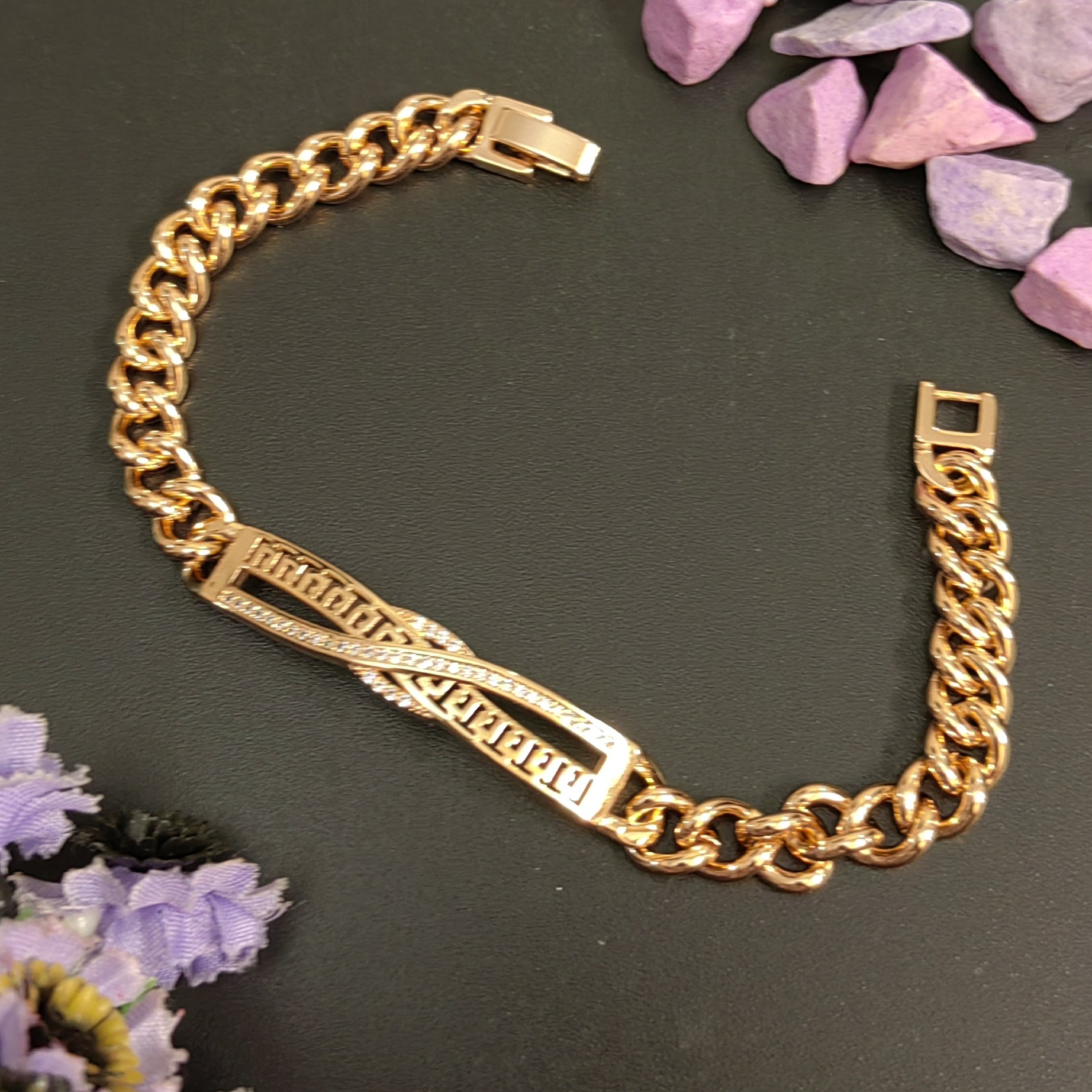 دستبند ژوپینگ آبکاری طلا طرح کارتیر 