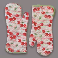 دستکش اشپزخانه کتان طرح گیلاس