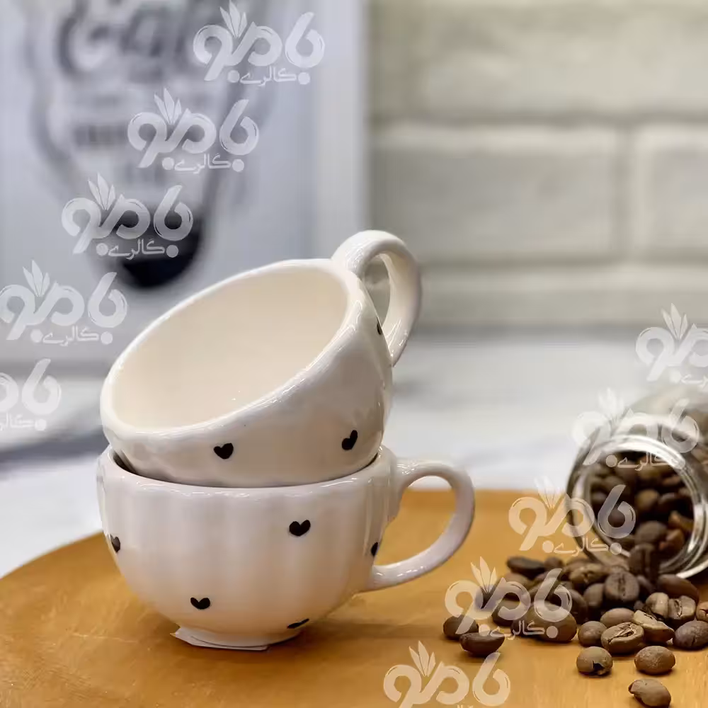 فنجان قهوه خوری سرامیکی دالبری قلب ریز مشکی