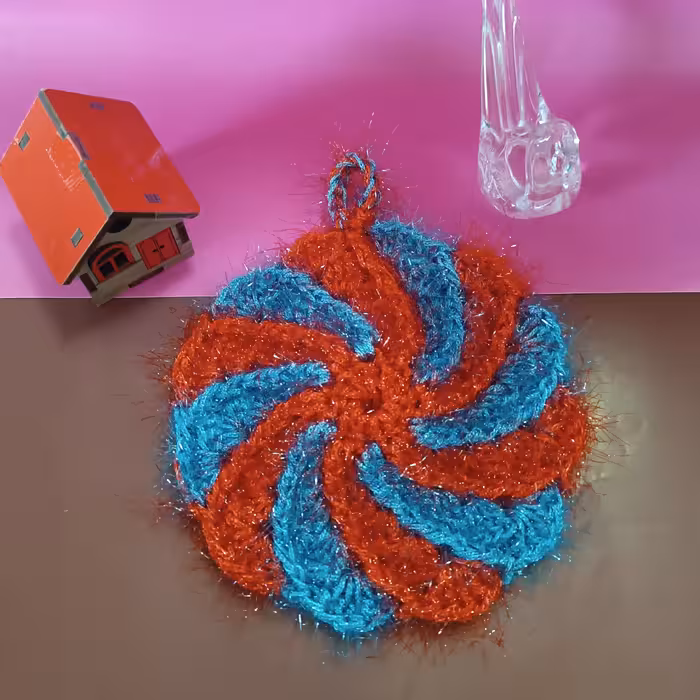 اسکاج بافت طرح پیچ فیروزه ای و قرمز