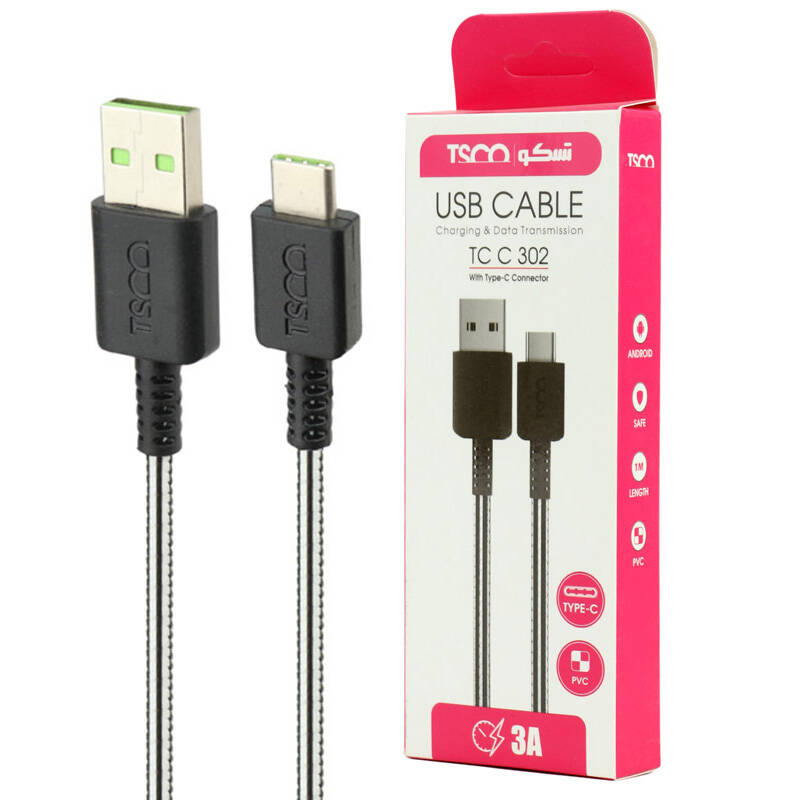 کابل Type-C به USB تسکو مدل TC C302 به طول 1 متر