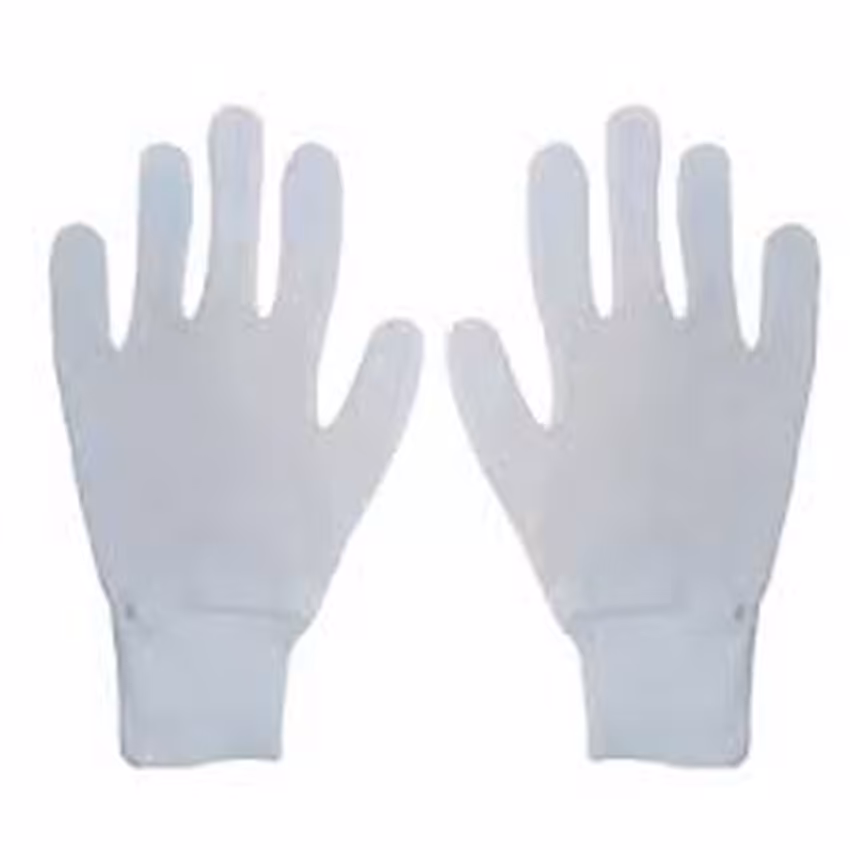 دستکش زنانه سفید مچدار کش بافت
