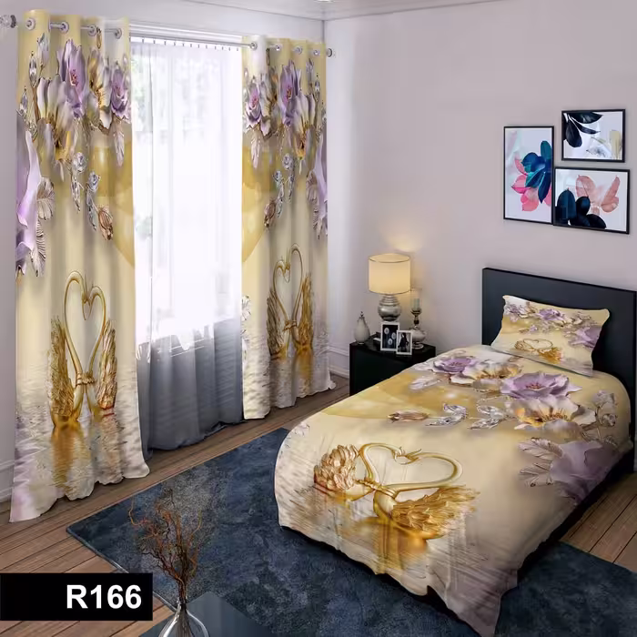 رو تختی یک نفره سه بعدی طرح مرغابی