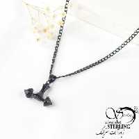 گردنبند دمبل استیل مشکی کد 6821