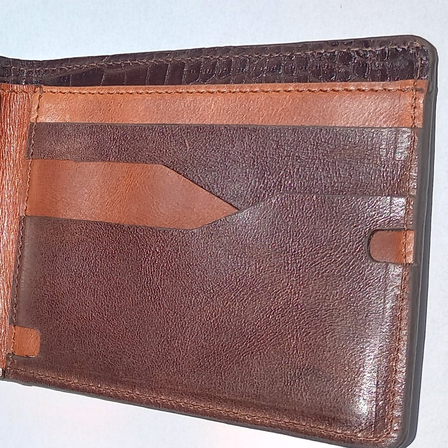 کیف جیبی تمام چرم گاوی دو رنگ (قهوه ای و عسلی)