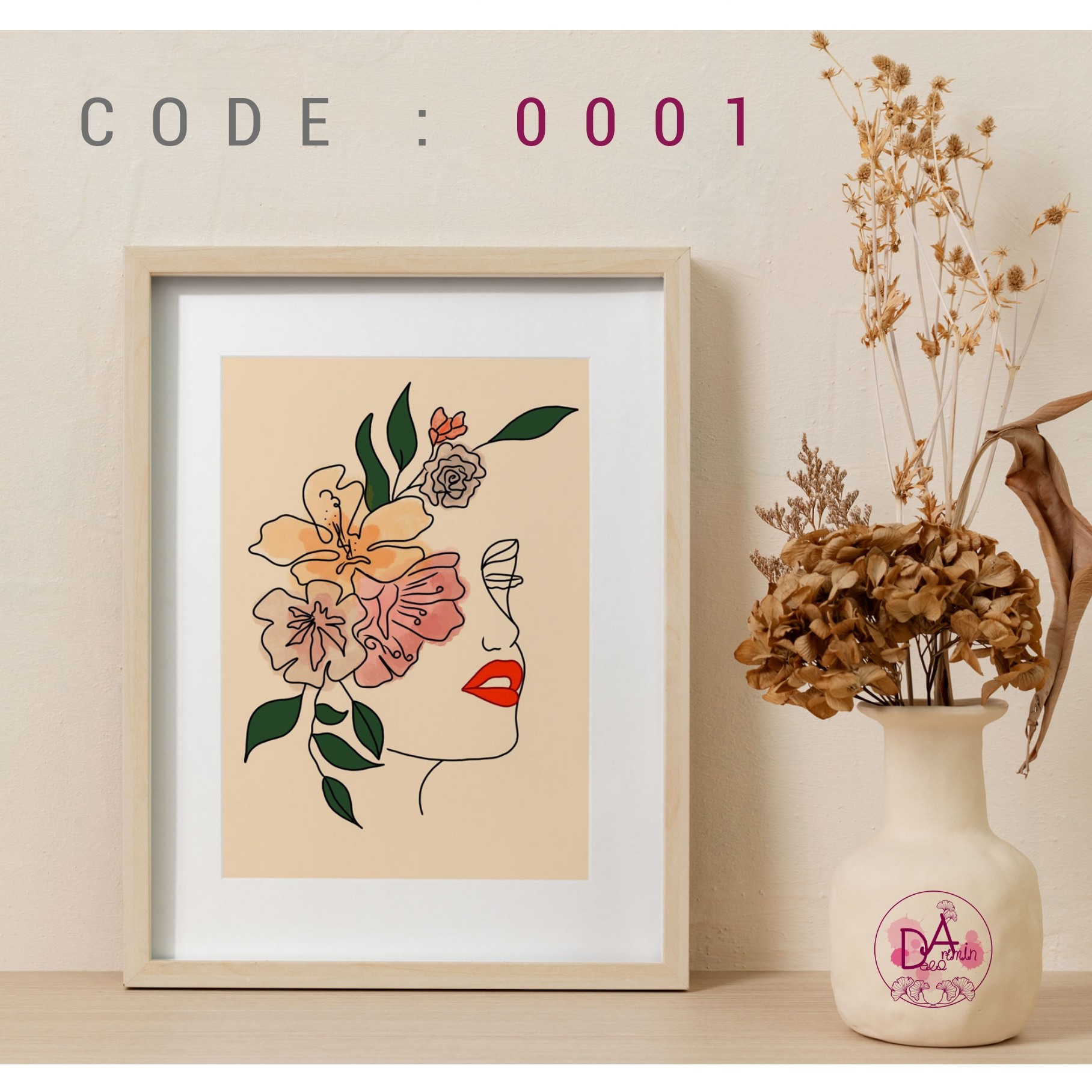 تابلو دکوراتیو طرح مینیمال با قاب دوسانتی در سایز 15 در21