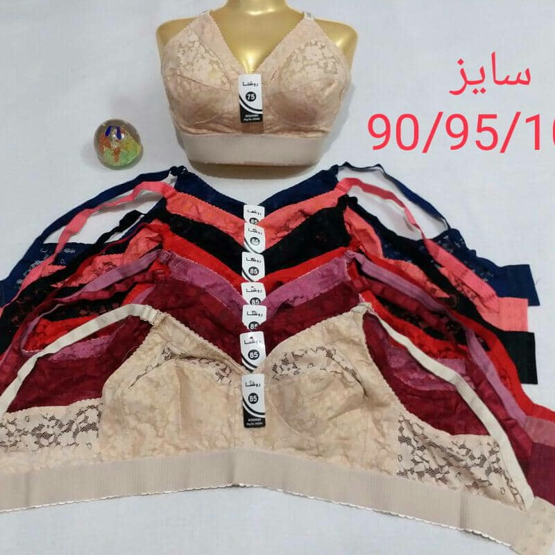 سوتین دانتل سه لایه کش پهن سایز 90 تا 100 قیمت جین 12تایی