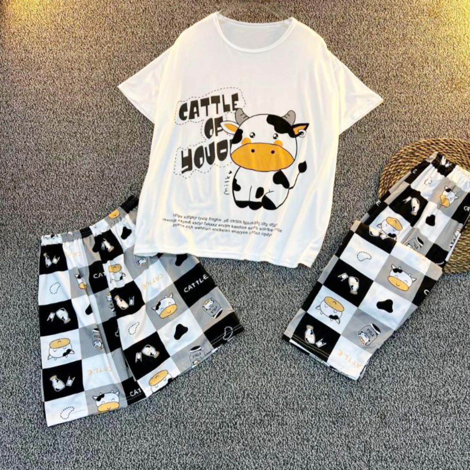 ست سه تیکه ارسال رایگان ست راحتی ست خونگی تیشرت و شلوار و شلوارک ست 