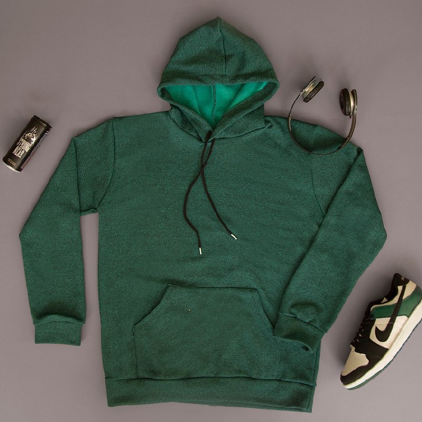 هودی مردانه کلاه دار مدل آیکن سبز یشمی