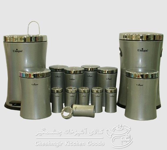 سرویس کمرباریک 14 پارچه نقره ای درب استیل یونیک مدل UN-4527