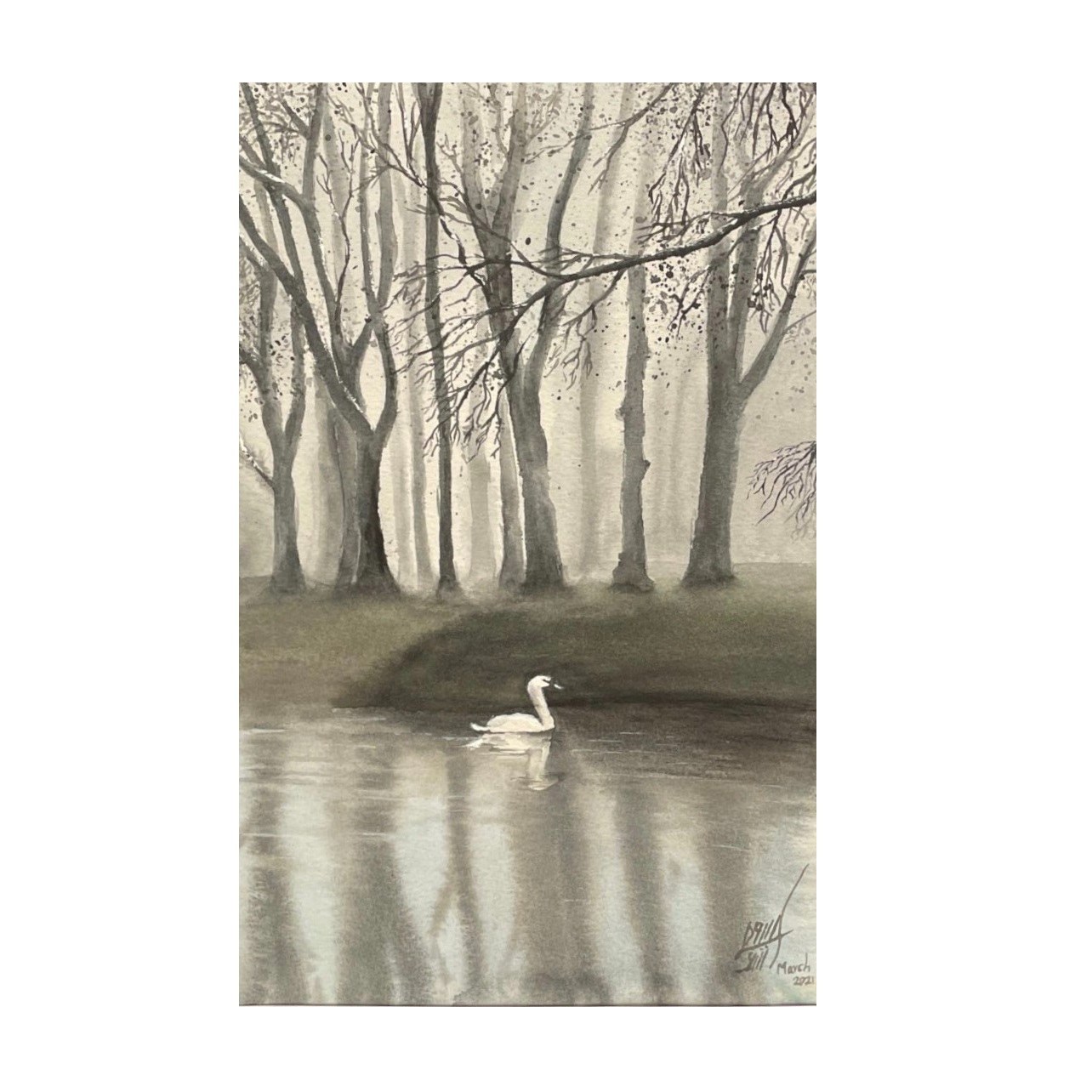 تابلو نقاشی آبرنگ مدل طبیعت S122 اندازه 35x25x2