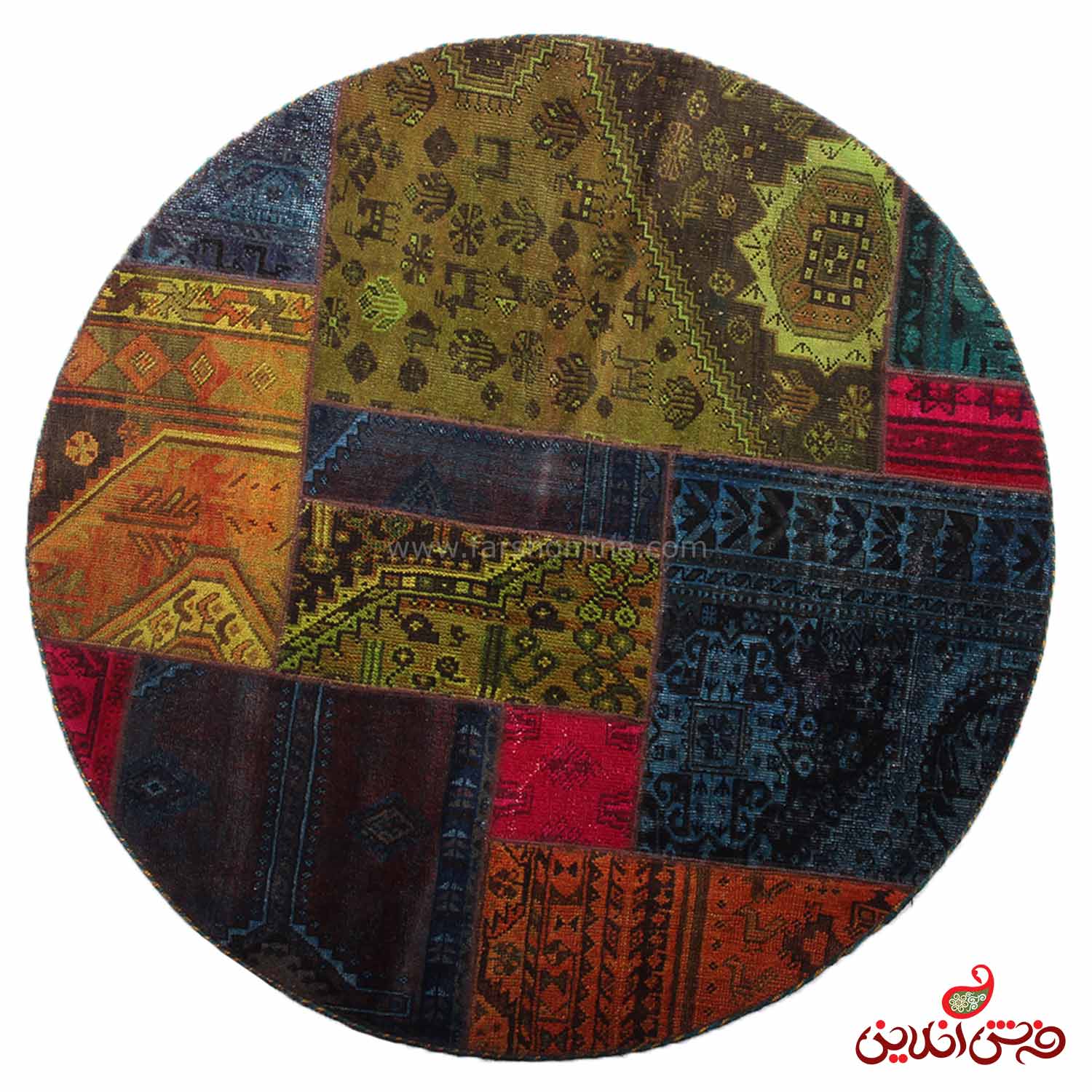 فرش گرد دستباف کلاژ کد 5071