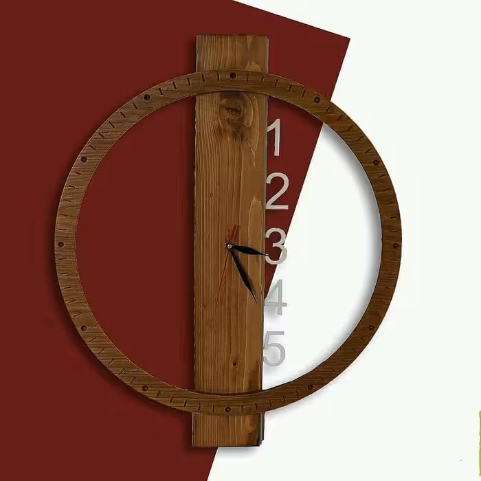 ساعت دیواری کلاسیک جنس چوب رنگ دلخواه ابعادcm25