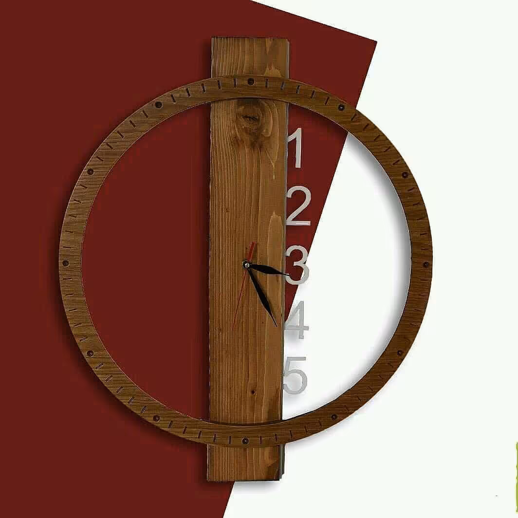 ساعت دیواری کلاسیک جنس چوب رنگ دلخواه ابعادcm25