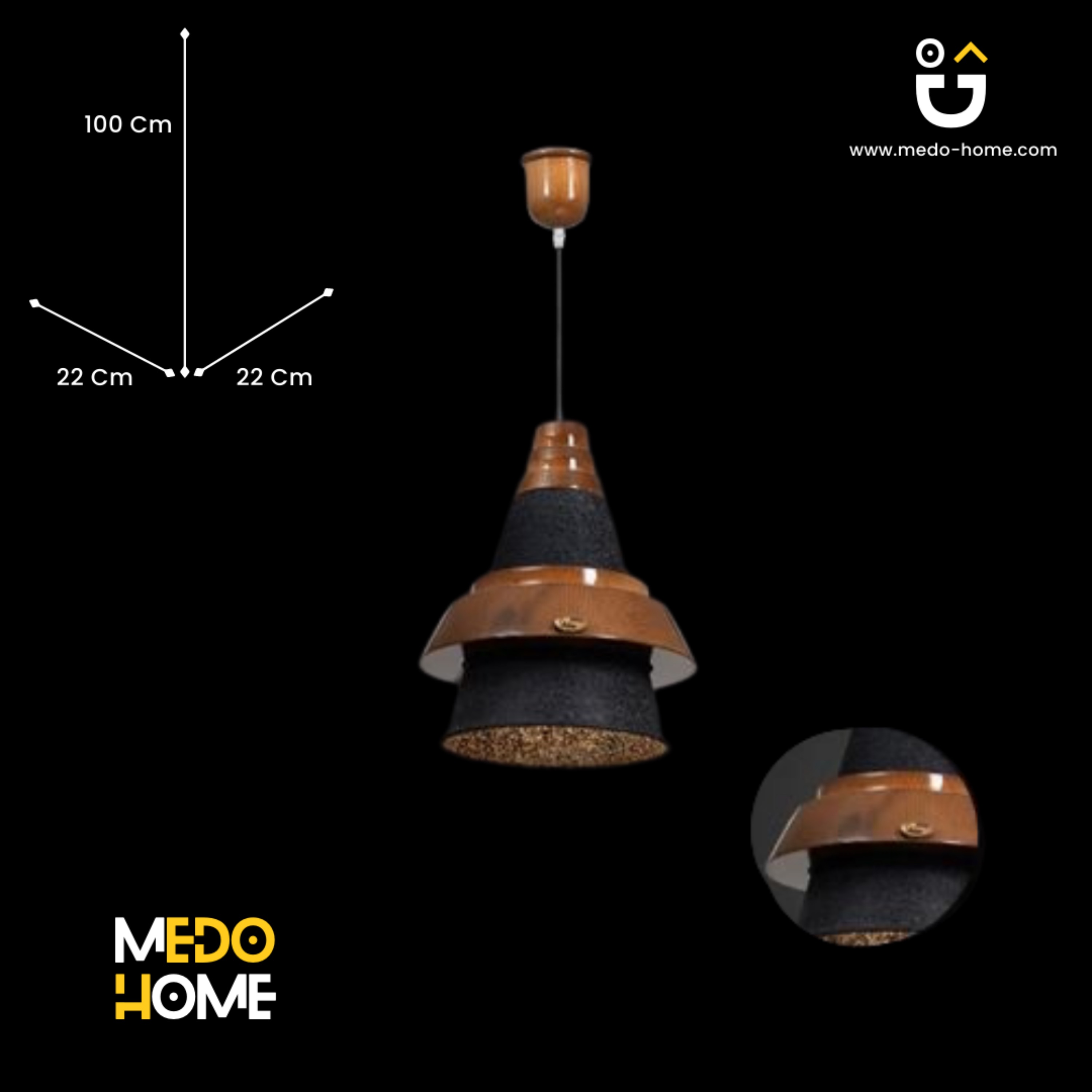 آویز چوبی منجی مدل فراز مشکی تک شعله