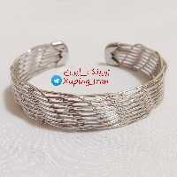 دستبند ژوپینگ تکپوش پهن توری سفید Xuping تکدست حصیری نقره ای سایز بزرگ هدیه کادو 