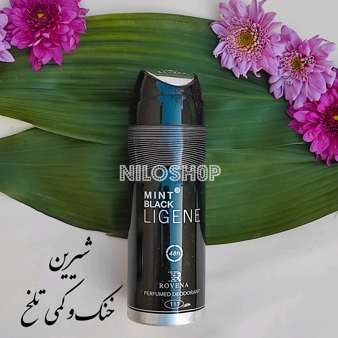اسپری مردانه روونا مینت بلک خوشبو کننده بدن مدل mint black ligene