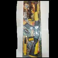 تفنگ سایز خیلی بزرگ دوربین دار همراه لوازم دست بند و بیسیم و چاقو و نشان پلیسی