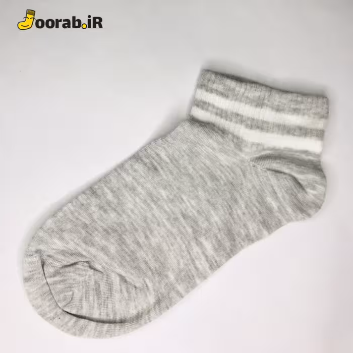 جوراب مچی کش کبریتی لب 2خط طوسی با نوار سفید
