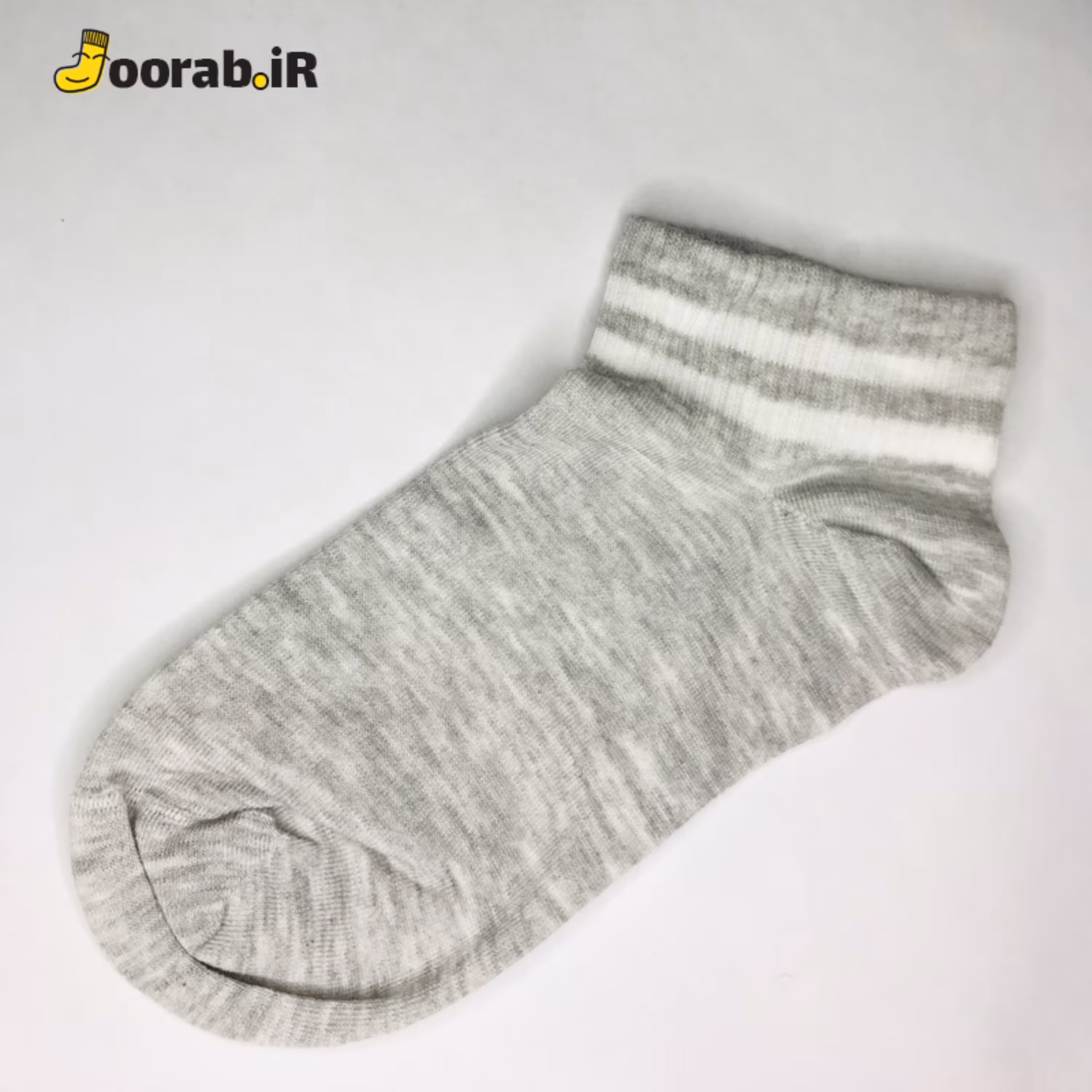 جوراب مچی کش کبریتی لب 2خط طوسی با نوار سفید