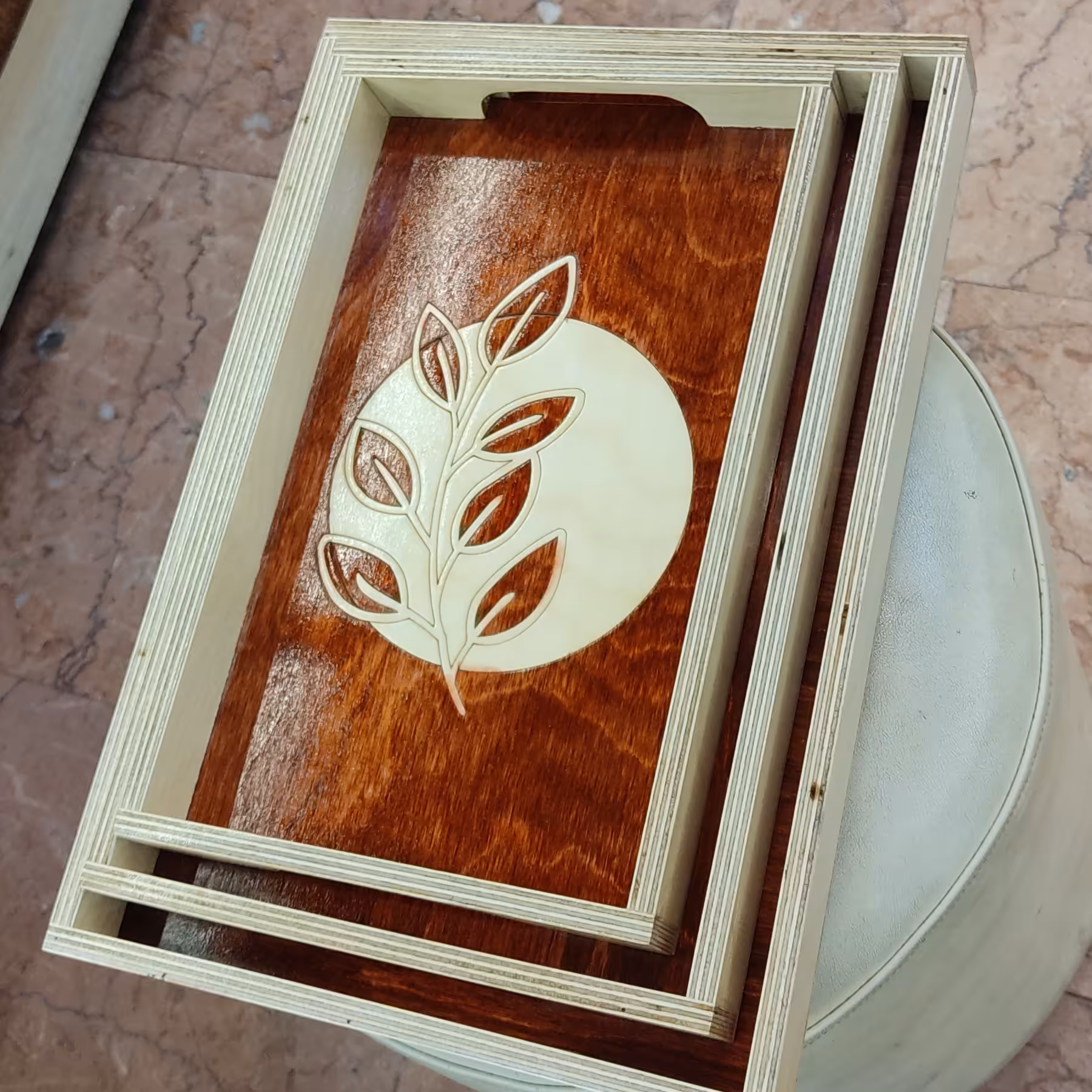 سینی چوبی پلای وود سه سایز  با روکش پلی استر  کد 26