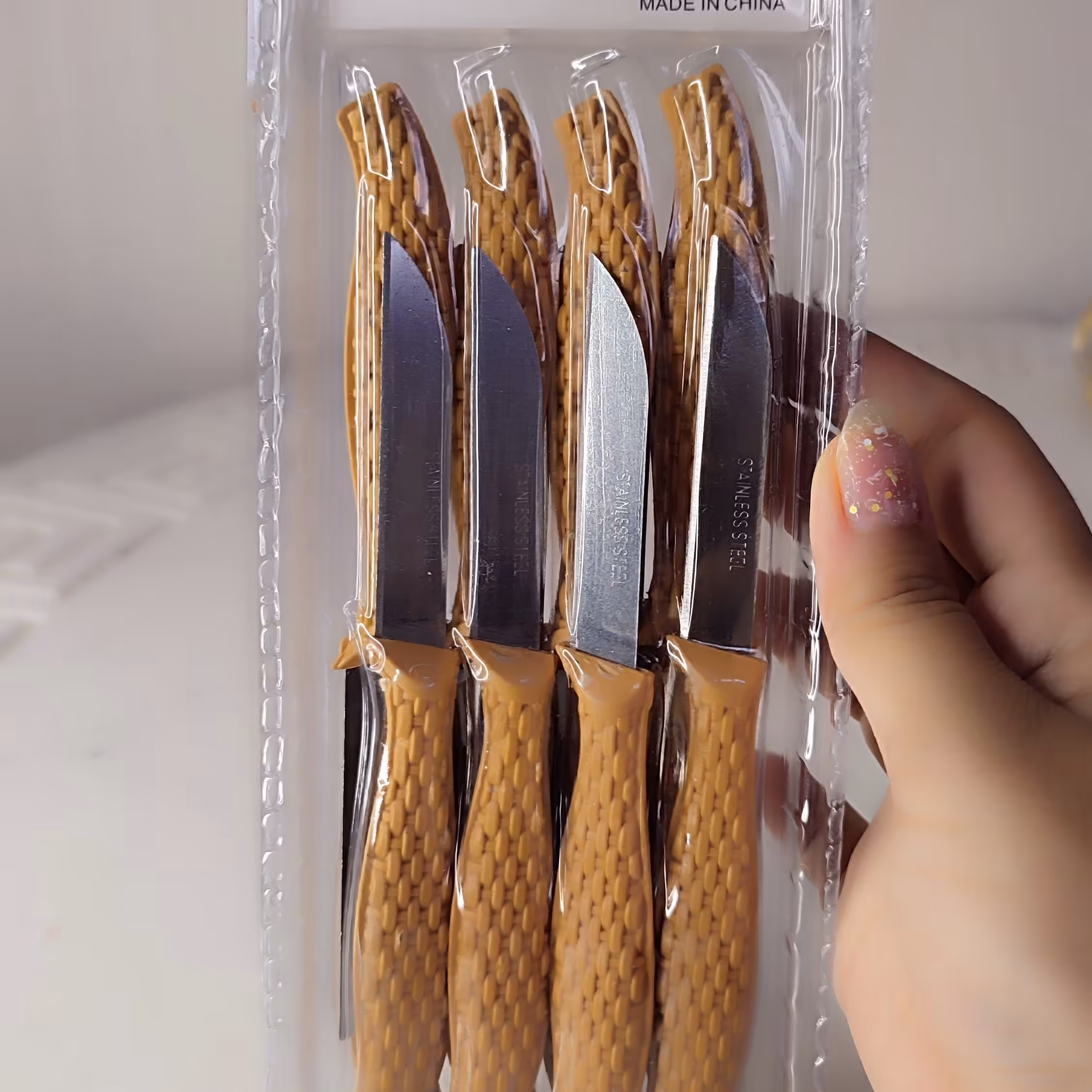 چاقو حصیری رنگ کرمی12عددی