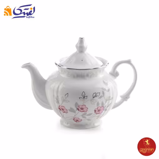 قوری چینی زرین چهار ترک طرح گل پامچال