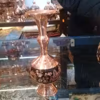 گلدان قلمزنی بر روی فلز مس ارتفاع 13