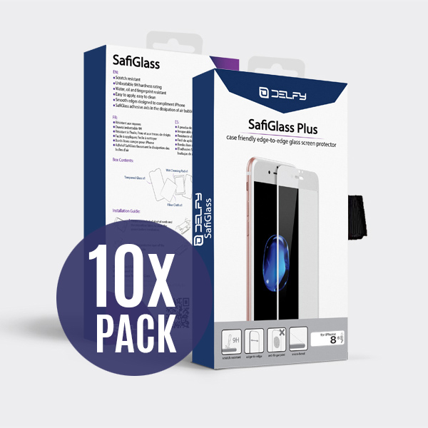 دلفی پک 10 تایی گلس سفید محافظ صفحه نمایش مدل SafiGlass Plus آیفون 8 - Hiapple.ir