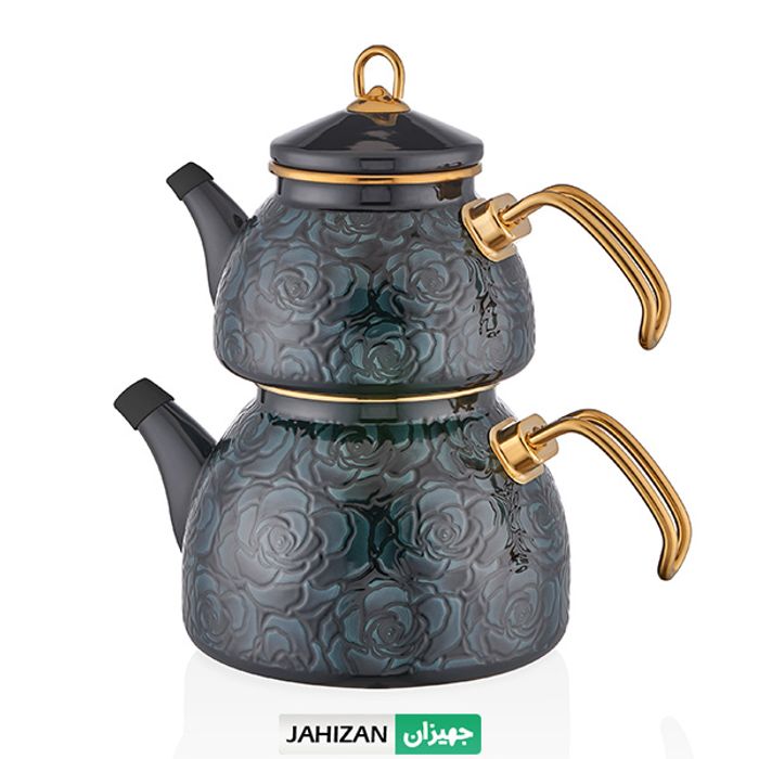 کتری و قوری نوا مشکی گلدار کد3233