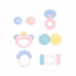 ست جغجغه دندانگیر 6 تکه آبی صورتی