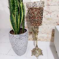 سطل و دستمال مربع فرشته دار برنزی