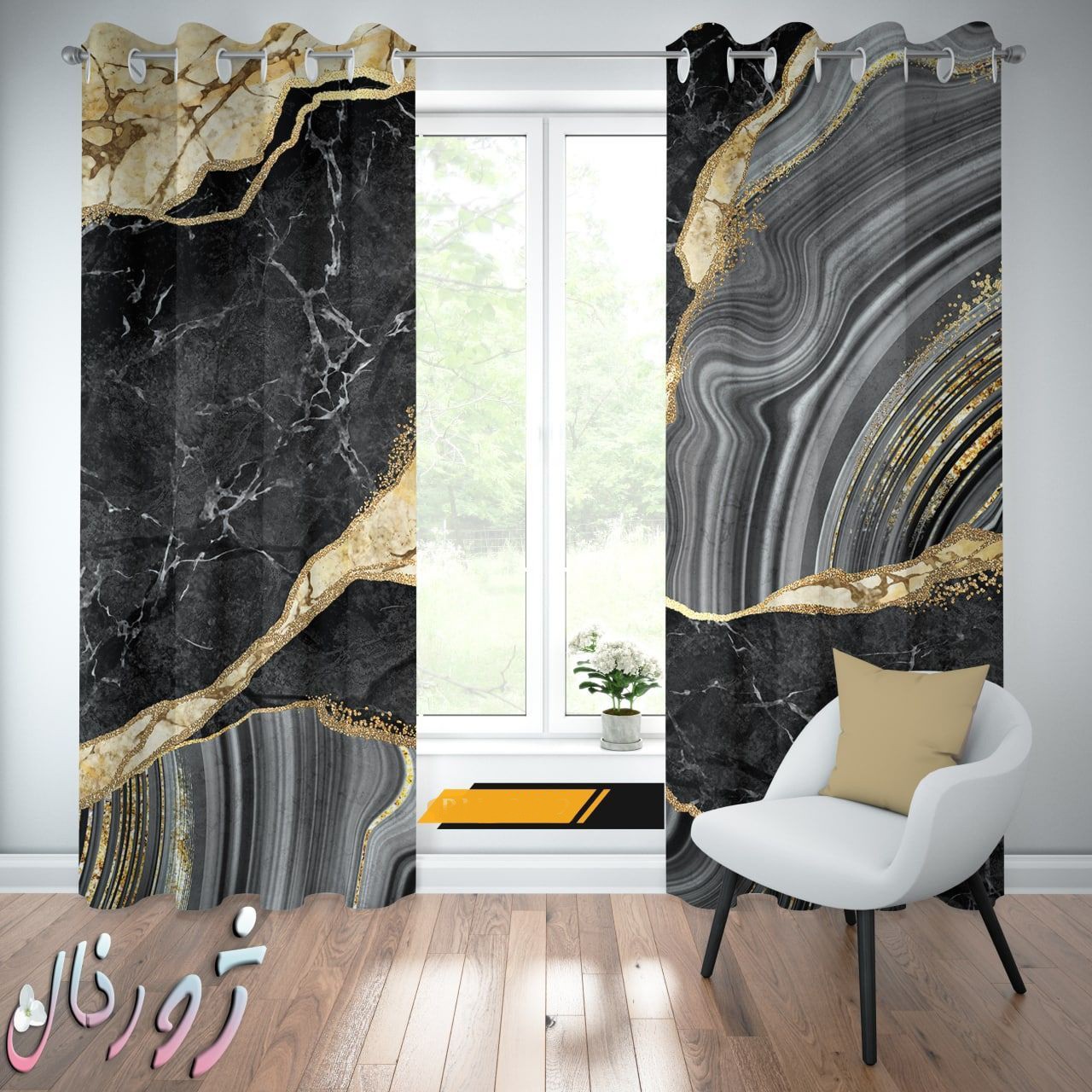 پرده چاپی  پانچ  طرح سنگ کد 1044