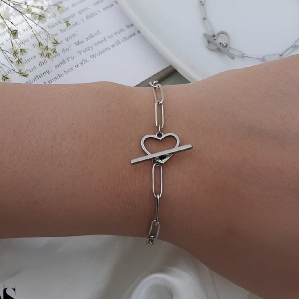 دستبند نقره ای استیل