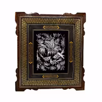 تابلوی تمام خاتم لچک ترنج همراه با قلم زنی استاد زرقلم سایز 45در50 کد 02