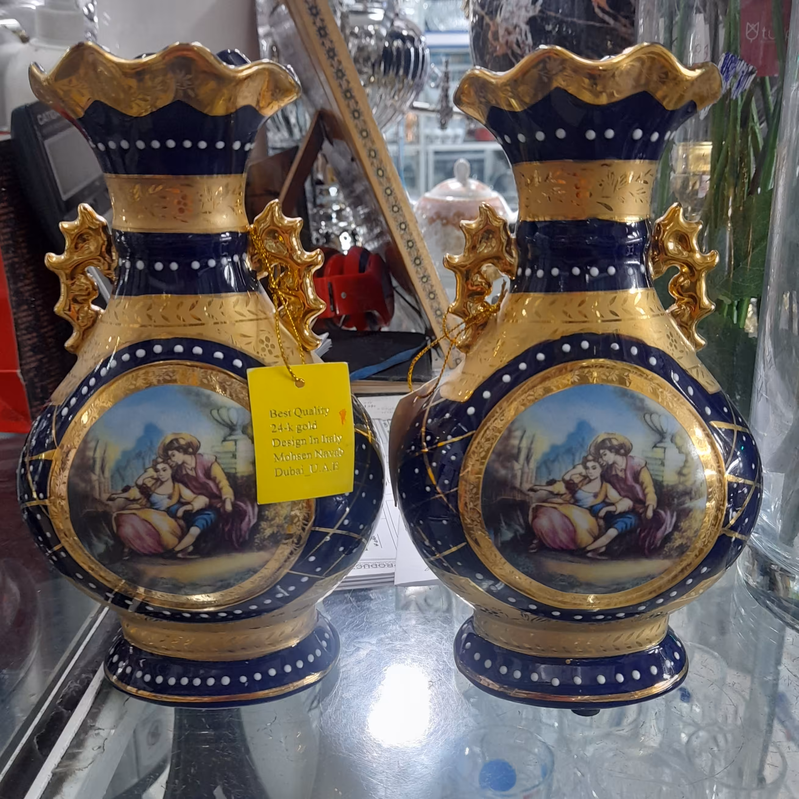 گلدان سرمه ای اصل ایتالیا سایز کوچک