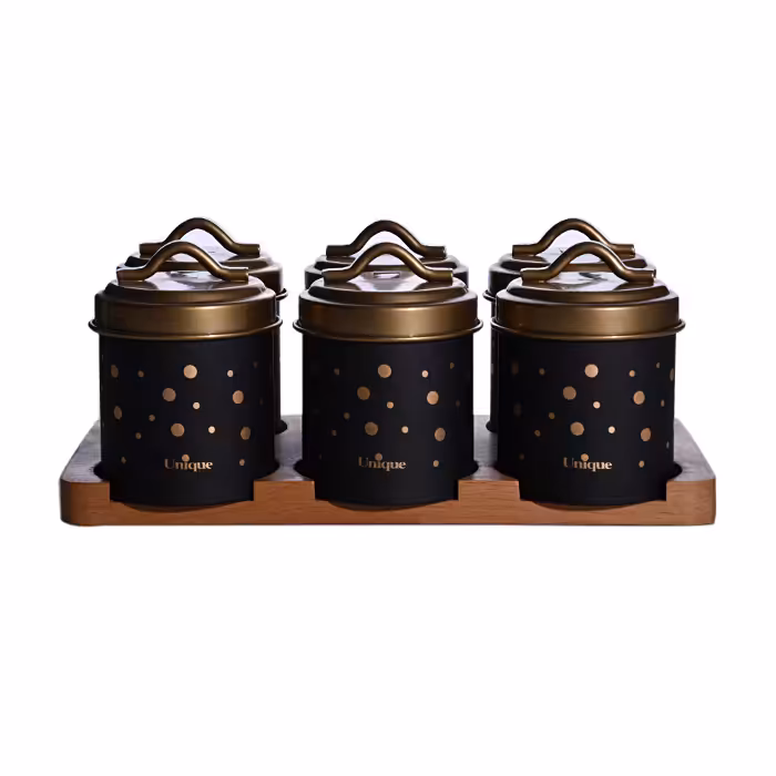 ست جای ادویه درب طلا طرح توپی یونیک کد 8097