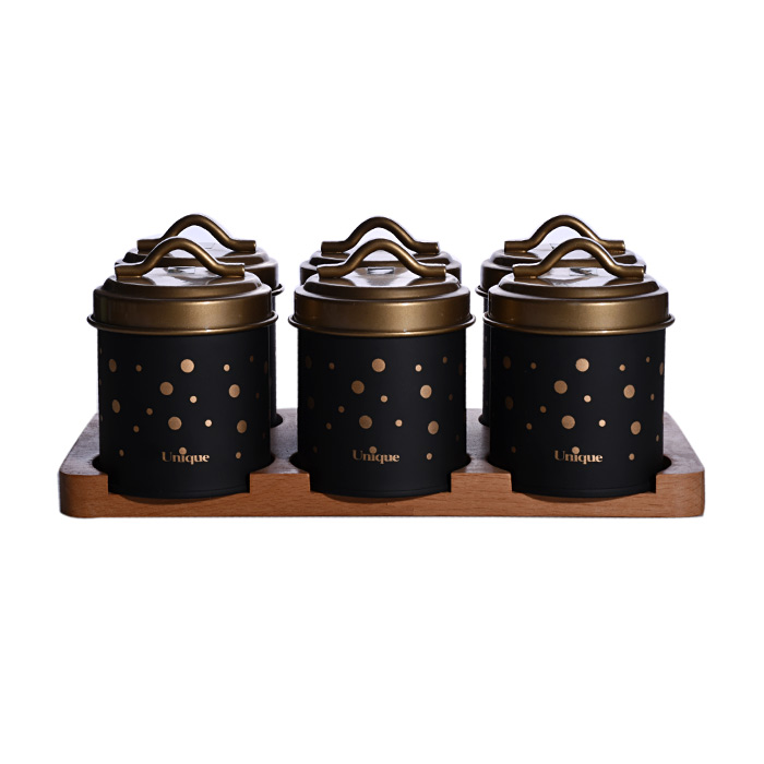 ست جای ادویه درب طلا طرح توپی یونیک کد 8097