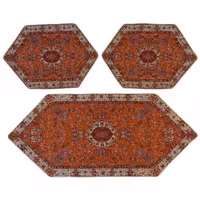 رومیزی سرویس ترمه ابریشم  کد TRSETE40  نفیس  رنگ نارنجی  آستر نارنجی