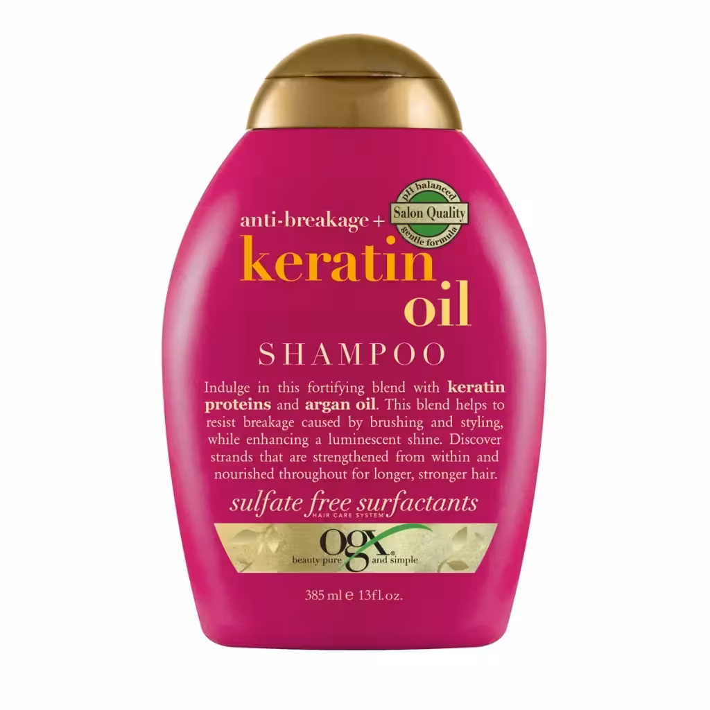 شامپو ضد شکنندگی و موخوره حاوی روغن کراتین او جی ایکس Brittle Hair Shampoo OGX Anti-Breakage Keratin Oil Shampoo