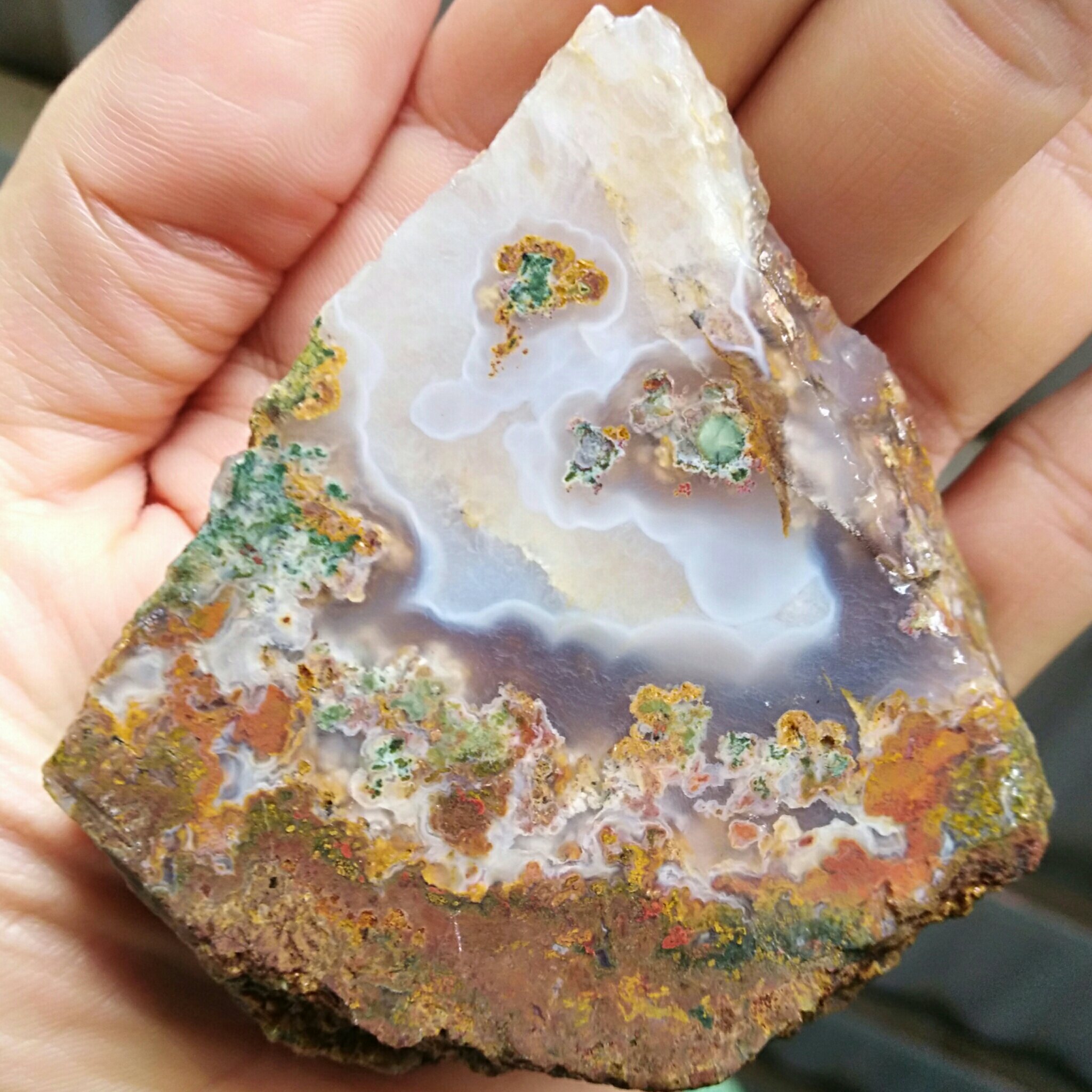 اسلایس راف عقیق منظره 7 رنگ  بی نظیر کاملا طبیعی